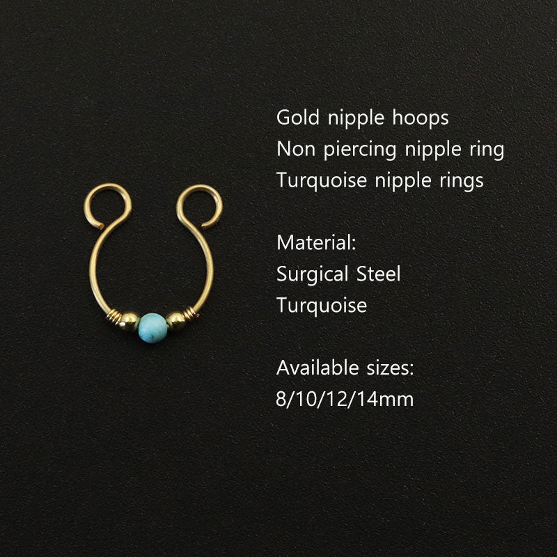 non piercing Turquoise Nipple jewelry
