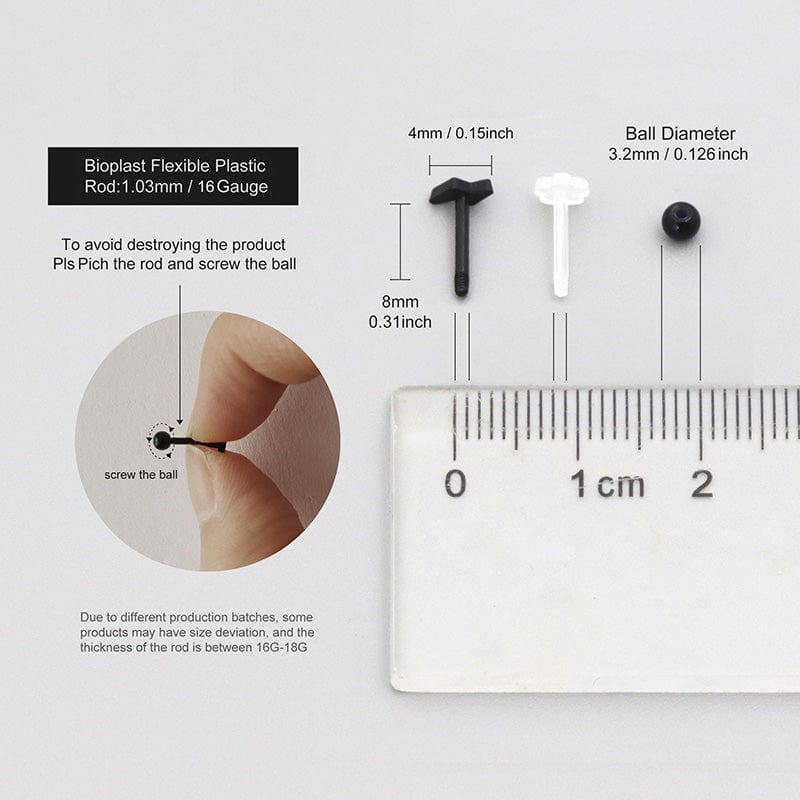 PiercingArt 穿刺饰品 Clear Plastic Earring - 16G