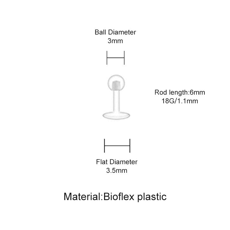 PiercingArt 穿刺饰品 Clear Vertical Labret Jewelry - 6mm 18G