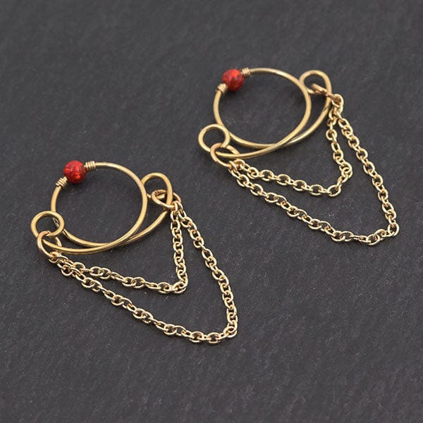 Gold Nipple Rings with chains