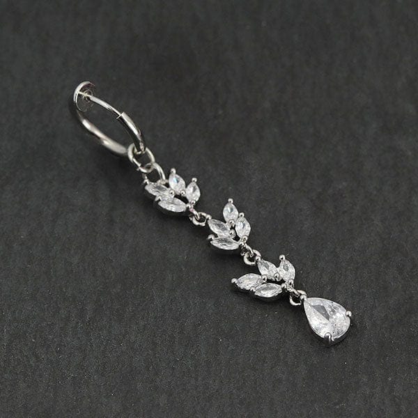 PiercingArt Non Piercing silver Non Piercing Belly Button Ring - Zircons Dangle