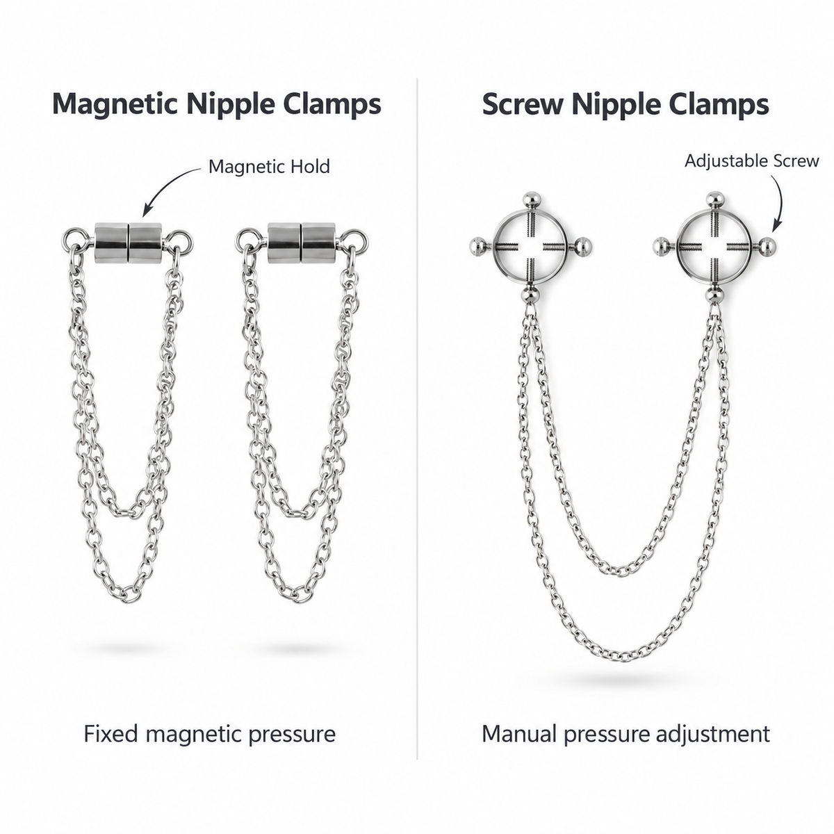 Magnetic nipple jewelry vs traditional screw nipple clamps comparison