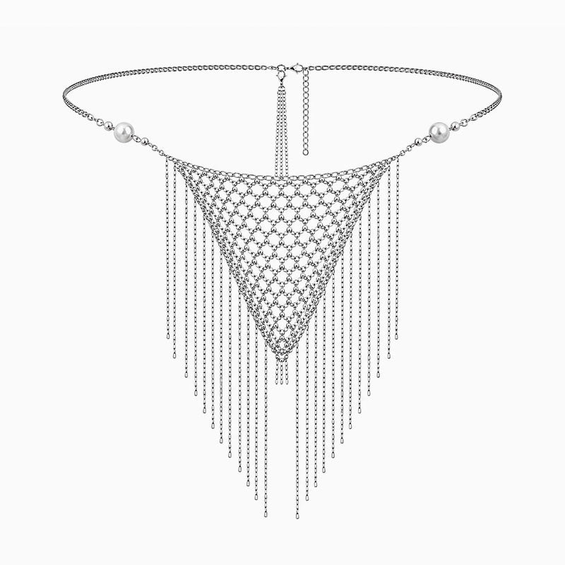 Chain Thong for Women – Handmade Open Crotch Body Chain with Tassel
