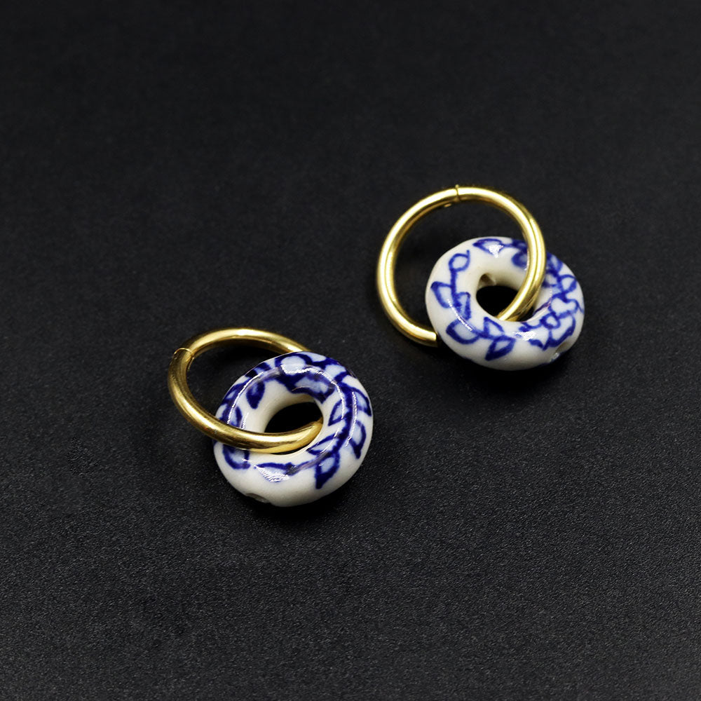 blue and white porcelain earrings