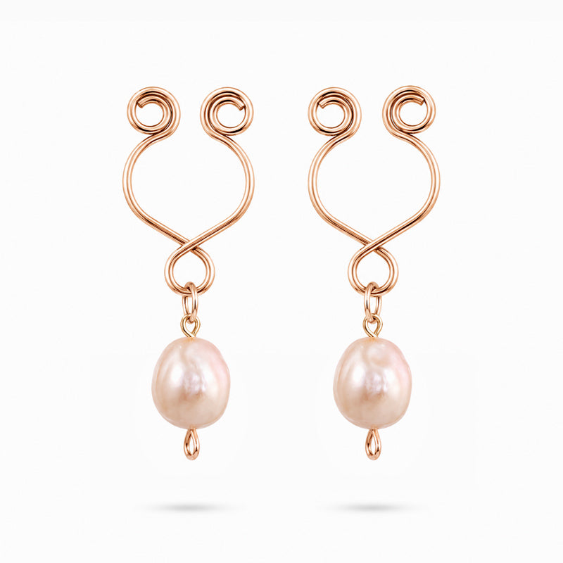 Pearl Nipple Rings Hoop Non Piercing – Clip On with Natural Pearl