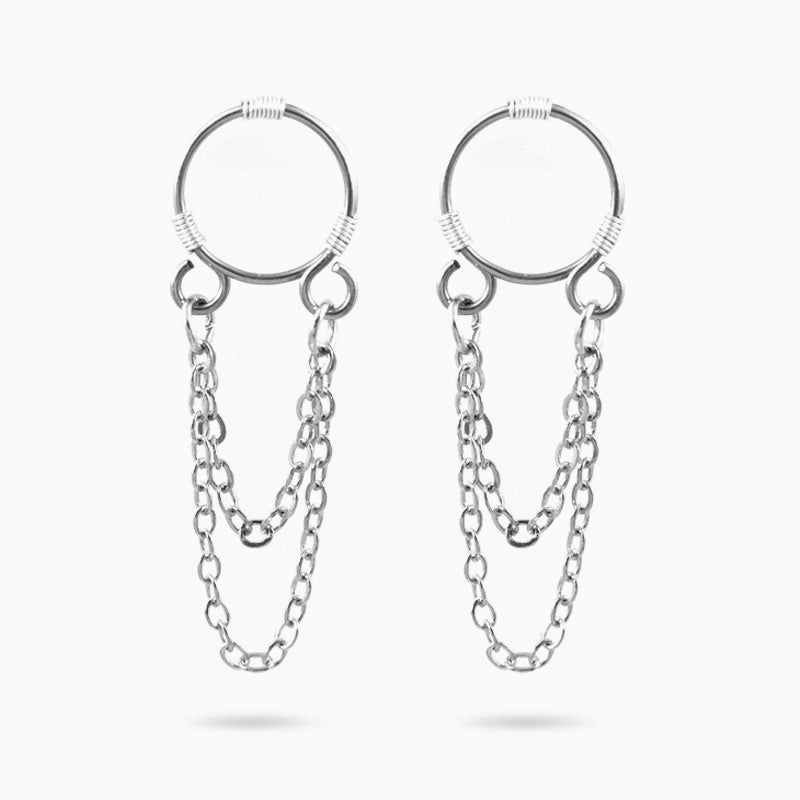 Hoop Nipple Rings With Chains (Pair)