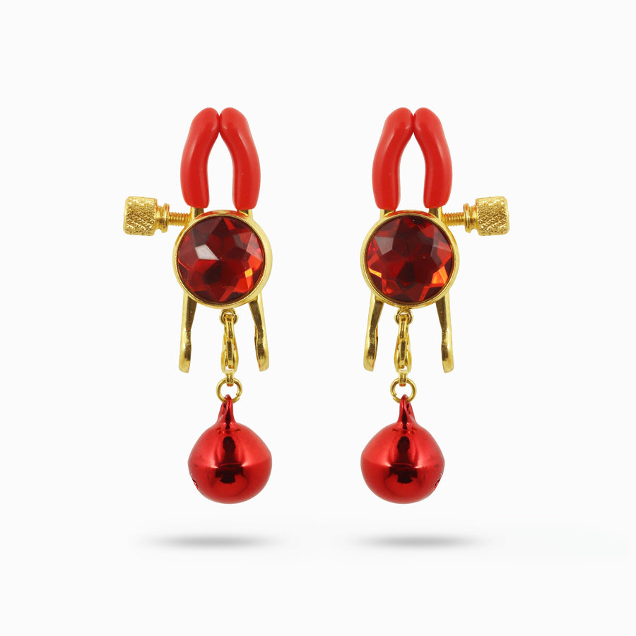 Ruby Nipple Clamps With Bells