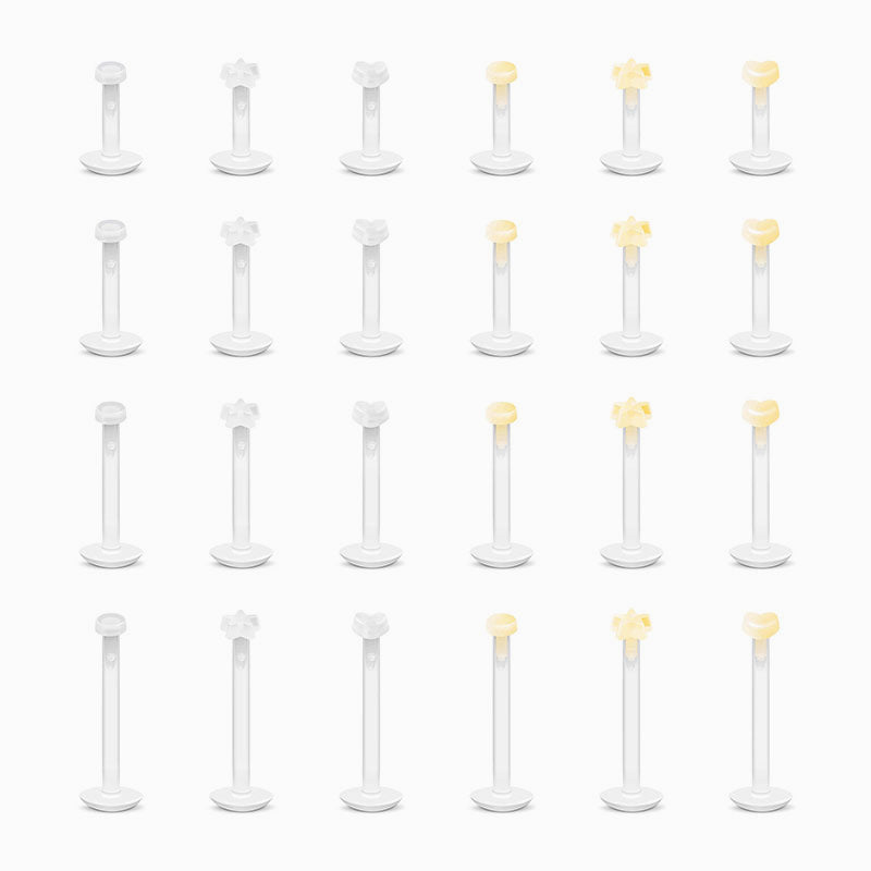 24PCS 16G Clear Medusa Retainer Set - 6mm 8mm 10mm 12mm