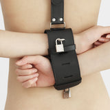 black faux leather bondage