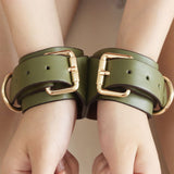 green leather wrist cuff