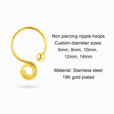 gold fake piercing nipple ring