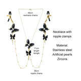 gold necklace with nipple chains