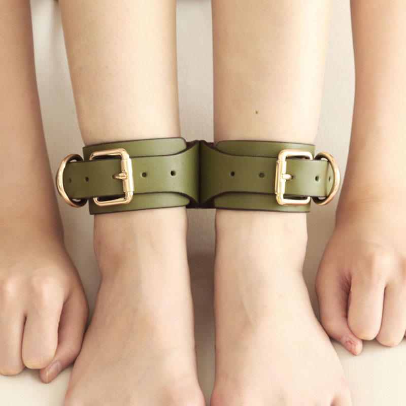 green leather ankle cuff