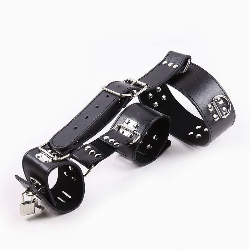 Neck Handcuff – Faux Leather Collar with Wrist Cuffs