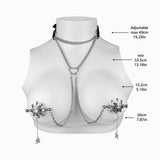 Spider web nipple clip-on necklace size guide with measurements