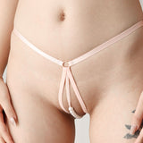Pink Pearl Crotchless Thong