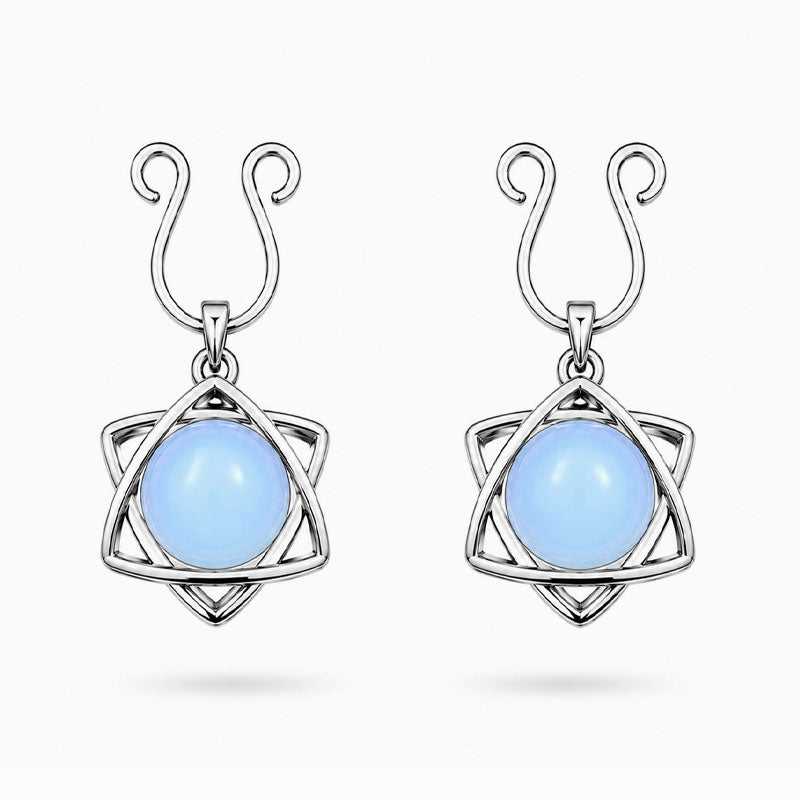 Nipple Ring Hoop Hexagram Dangle (A Pair)