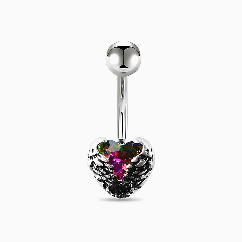 Heart Belly Button Ring - 14G Titanium