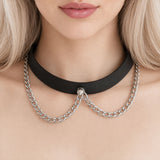 Adjustable black thigh cuffs and necklace combo