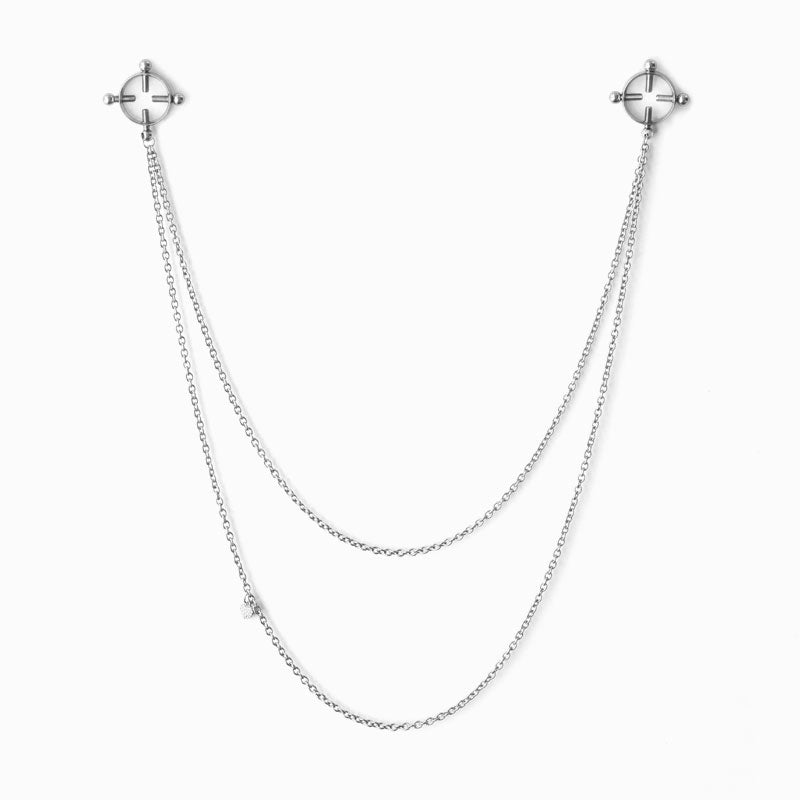 Screw Nipple Ring with Chains