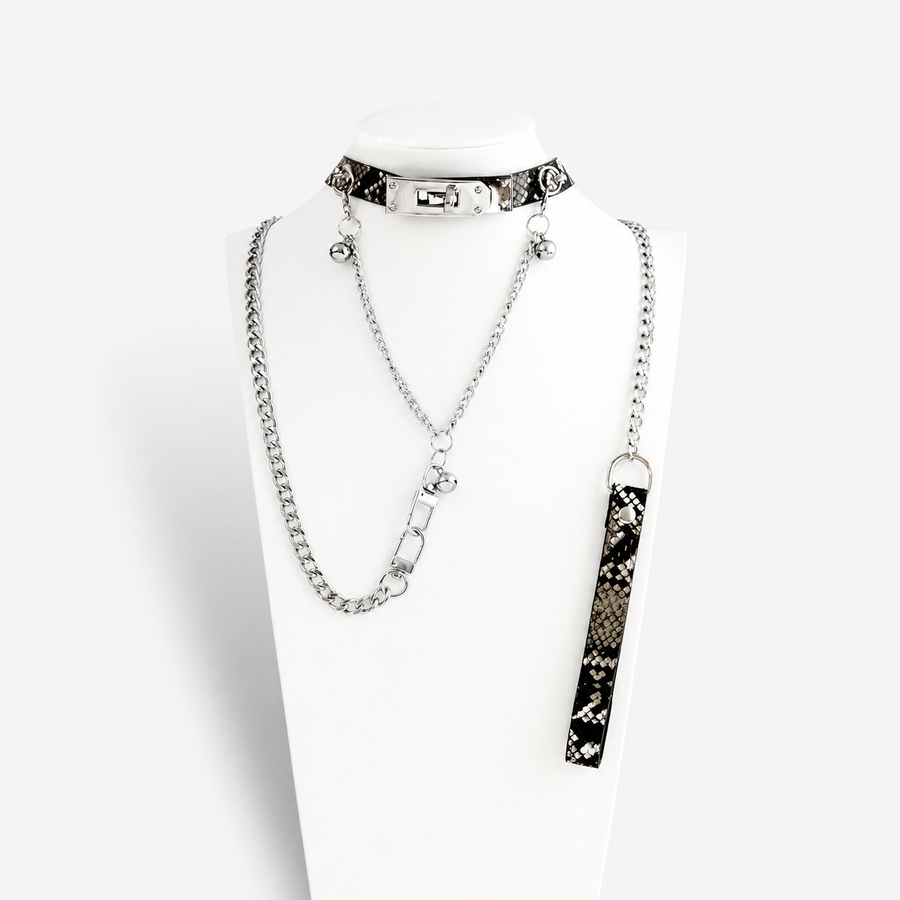 Snake Print Collar and Leash Set for Adults