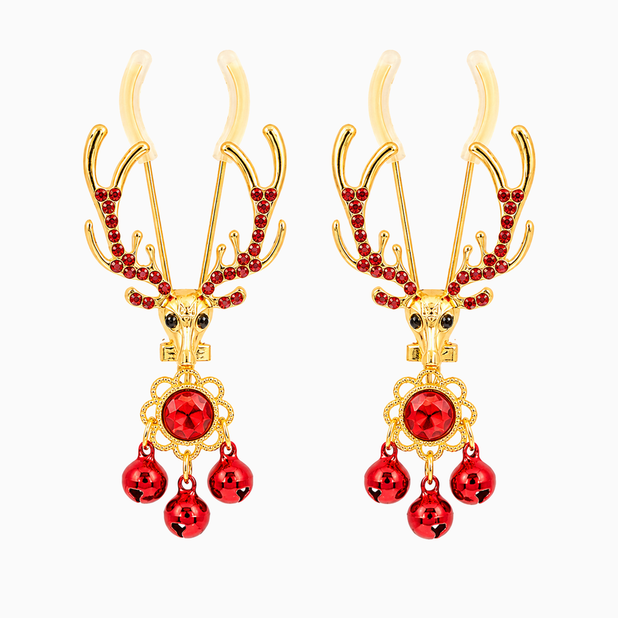 Adjustable Nipple Clamps with Bells and Red Rhinestones