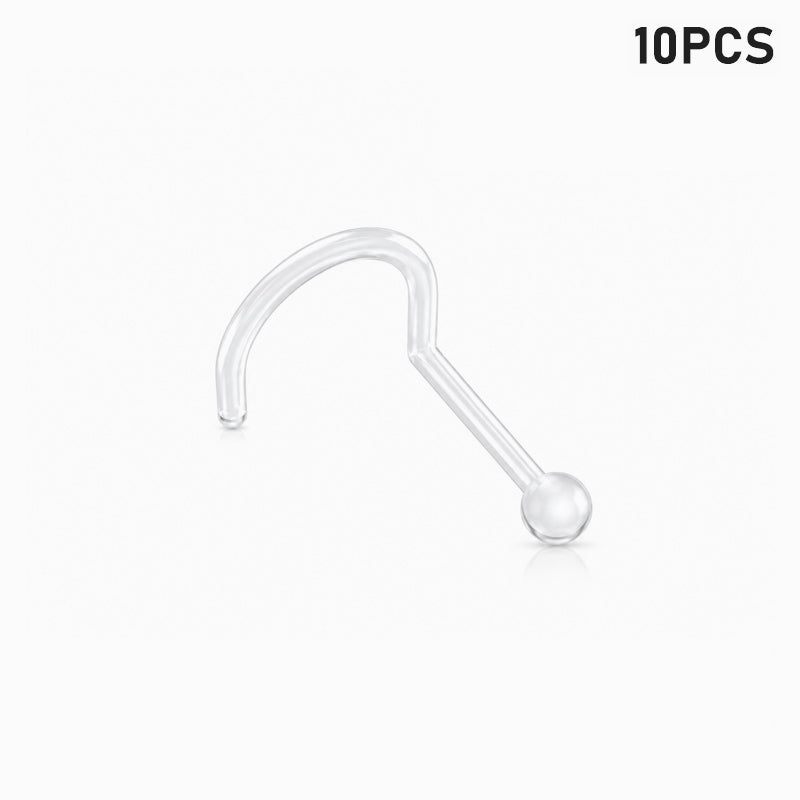 Clear Corkscrew Nose Ring - Flexible Bioflex Retainer - 20G (10-500pcs)