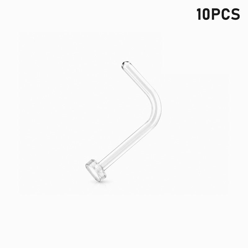 Clear L Shaped Nose Ring - Flat Back Bioflex Retainer - 20G (10-500pcs)