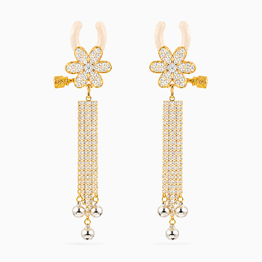 Flower Nipple Clamp – Adjustable Rhinestone with Crystal Tassels