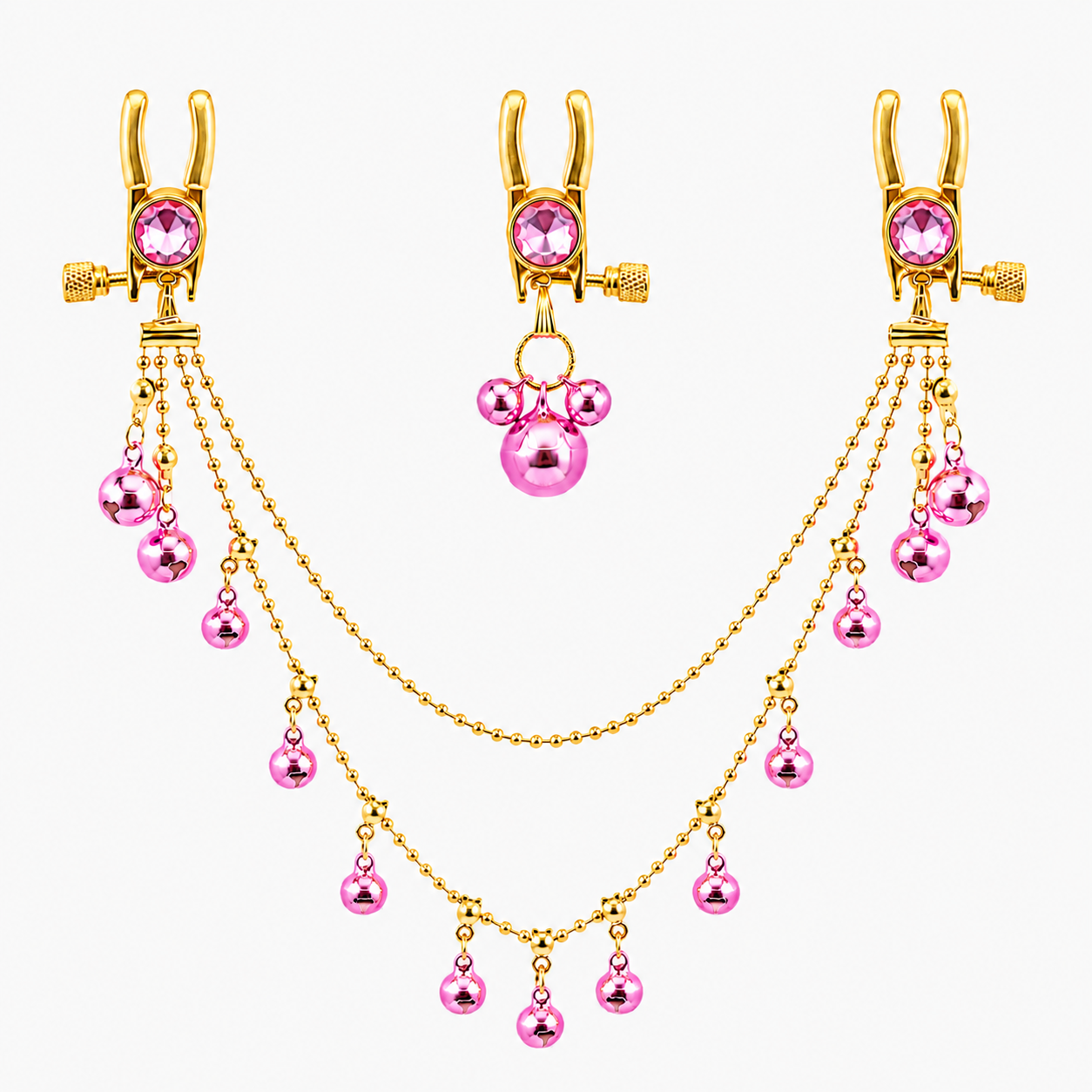 Pink Crystal Nipple Clamp Chain Set