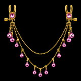 Pink Crystal Nipple Clamp With Chain And Bell