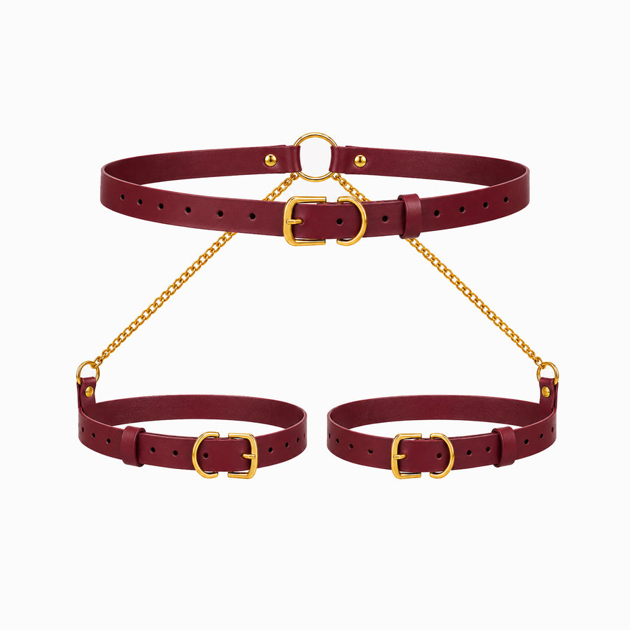 Waist to Thigh Harness – Adjustable Leather Body Harness with Chain for Women