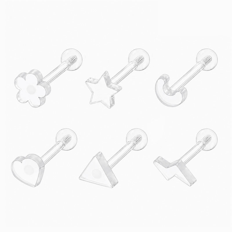 Clear Plastic Earring - 16G (6pcs)