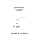 PiercingArt 穿刺饰品 Clear Nose Ring - L Shape 20G