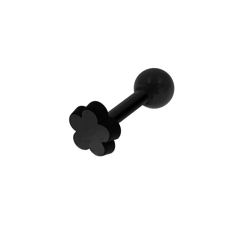 PiercingArt 穿刺饰品 Flower Black Plastic Stud Earrings - 16G