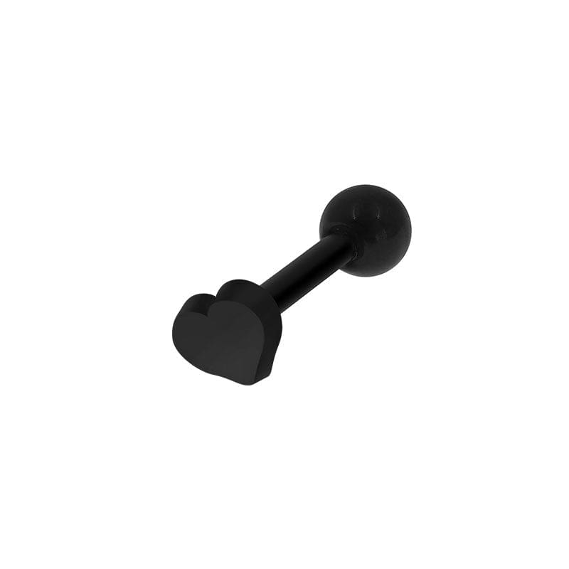 PiercingArt 穿刺饰品 Heart Black Plastic Stud Earrings - 16G