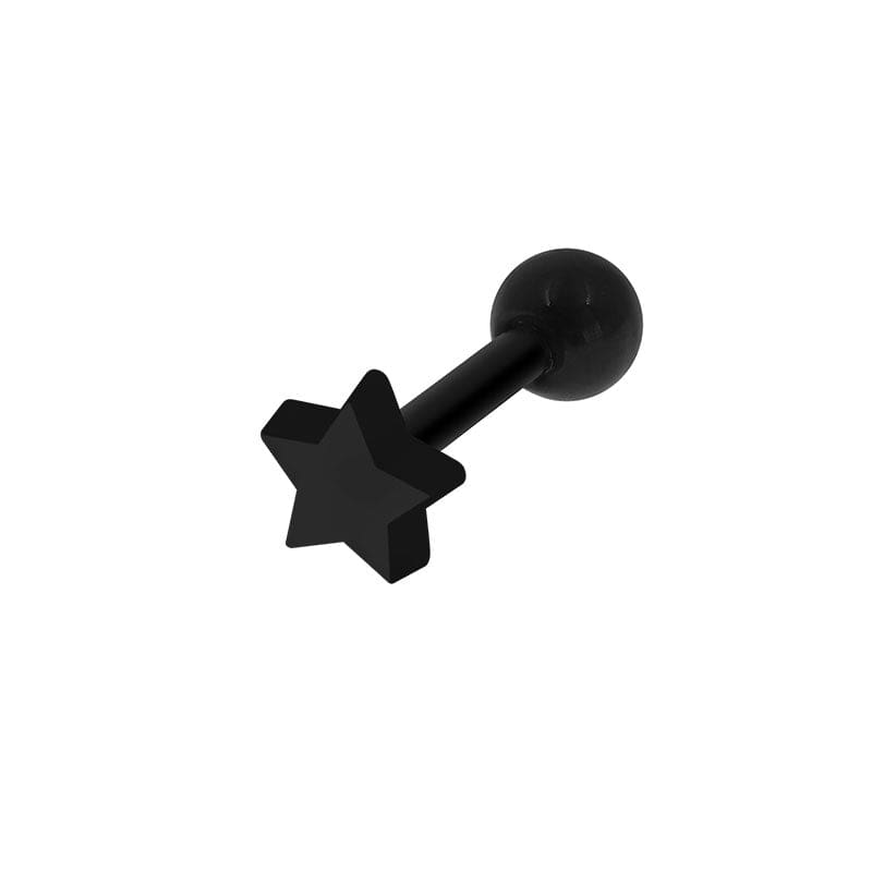 PiercingArt 穿刺饰品 Star Black Plastic Stud Earrings - 16G