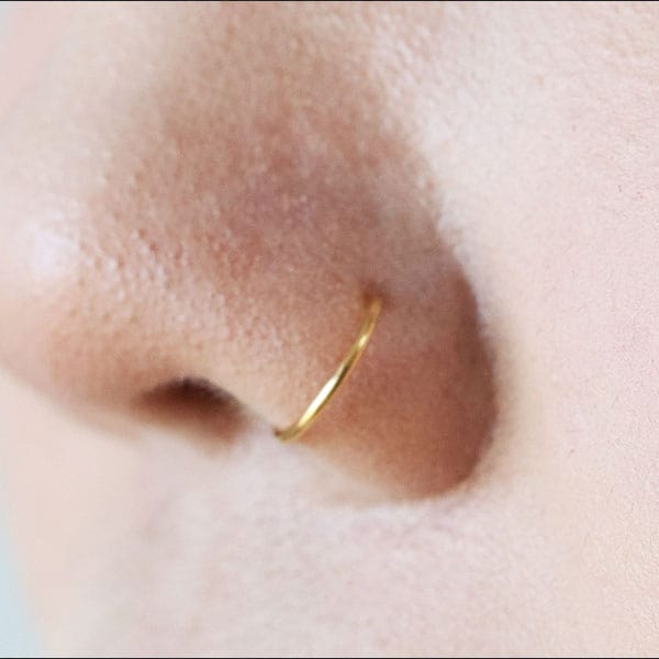 PiercingArt Non Piercing 18K Gold Nose Ring - 20G