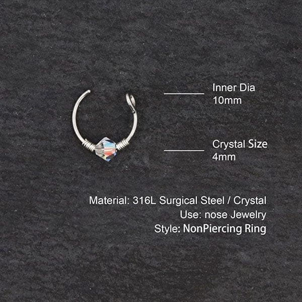 PiercingArt Non Piercing Crystal Nose Ring - 20G