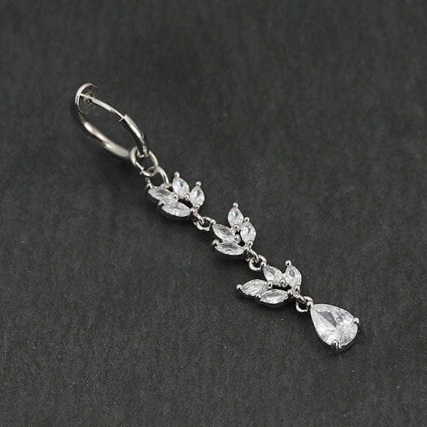 PiercingArt Non Piercing silver Non Piercing Belly Button Ring - Zircons Dangle